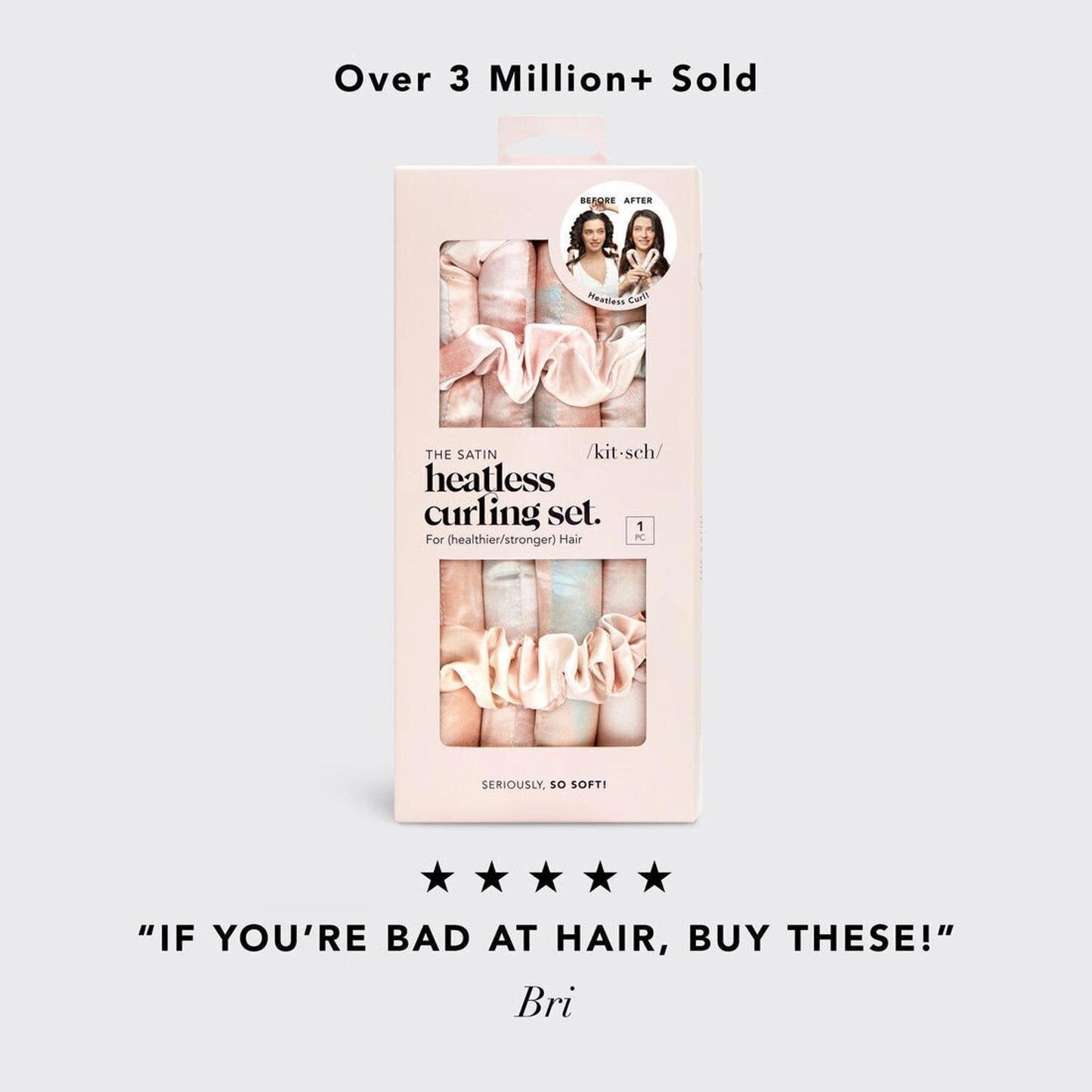 KITSCH Satin Heatless Curling Set?Sunset Tie Dye 1set?3pcs Fixed Size