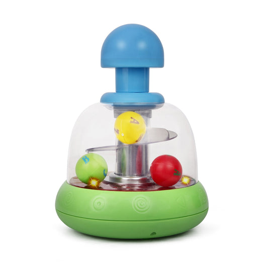 PLAYKIDZ LIGHT AND SOUND BALL SPINNER, PUSH `N` SPIN INTERACTIVE DEVELOPMENTAL TOY