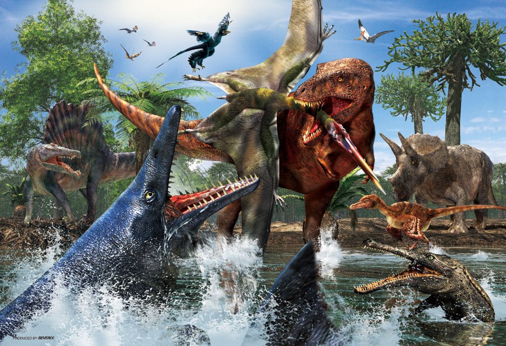 Beverly Jigsaw Puzzle 40-006 Tyrannosaurus Rex Vs Mosasaurus (40 L-Pieces) Dinosaur Puzzle
