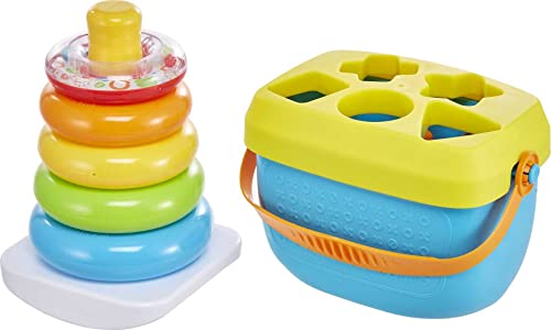 Fisher-Price Rock-a-Stack Ring Stacking Toy and Baby’s First Blocks Set