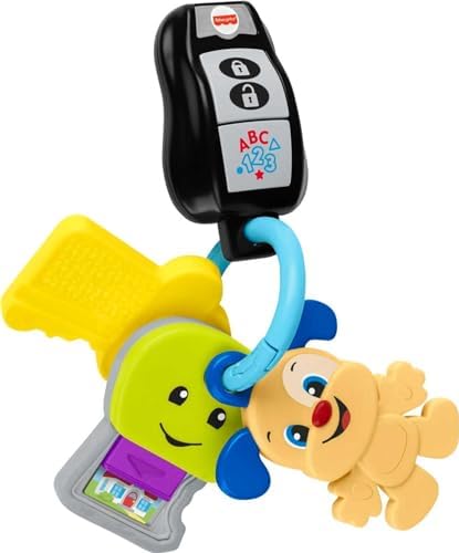 Fisher-Price Laugh & Learn Baby To Toddler Toy Play & Go Keys With Lights & Music For Pretend Play Ages 6+ Months,Yellow/ Green/ Black