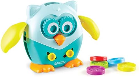 Learning Resources Hoot the Fine Motor Owl, Color, Shapes and Number Development, 6 Pieces, Ages 18 Months +