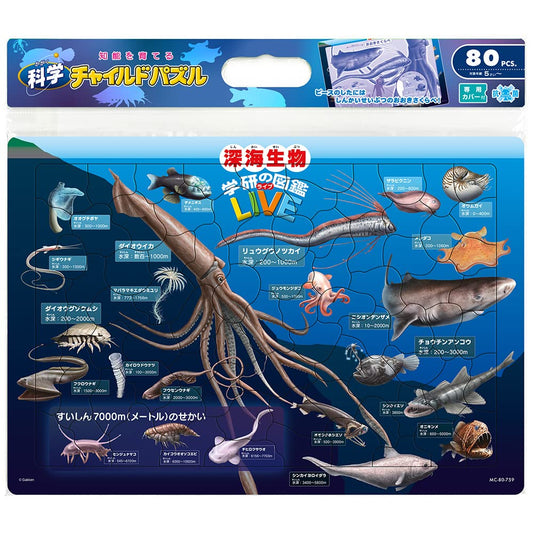 TENYO Jigsaw Puzzle Deep Sea Creatures W/ Japanese Names 80 Pieces Child Puzzle