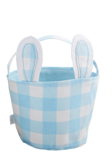 Mud Pie Blue Check Bunny Basket