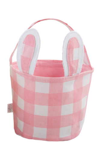 Mud Pie Pink Check Bunny Basket