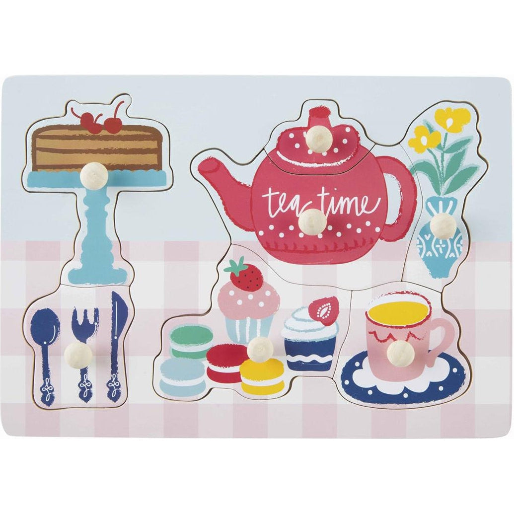 Mud Pie Tea Party Knob Wood Puzzle