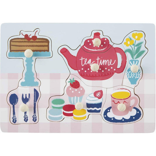 Mud Pie Tea Party Knob Wood Puzzle