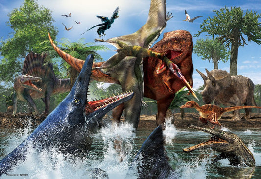 Beverly Jigsaw Puzzle 40-006 Tyrannosaurus Rex Vs Mosasaurus (40 L-Pieces) Dinosaur Puzzle