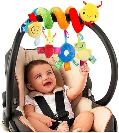 FPVERA Carseat Toys for Infants 0-6 Months Spiral Stroller Newborn Toys, Plush Hanging Baby Rattle Sensory Toys for Crib Mobile Bassinet for 0 3 6 9 12 Boys Girls Ideal Gifts
