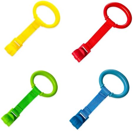 Baby Pull up Rings,Baby Standing Walker Crib Tool Ring 4 Pieces Universal Ring Baby playpen Crib Hook Baby Toy Bed Ring Help Baby Stand Universal Ring Walking Training Tool