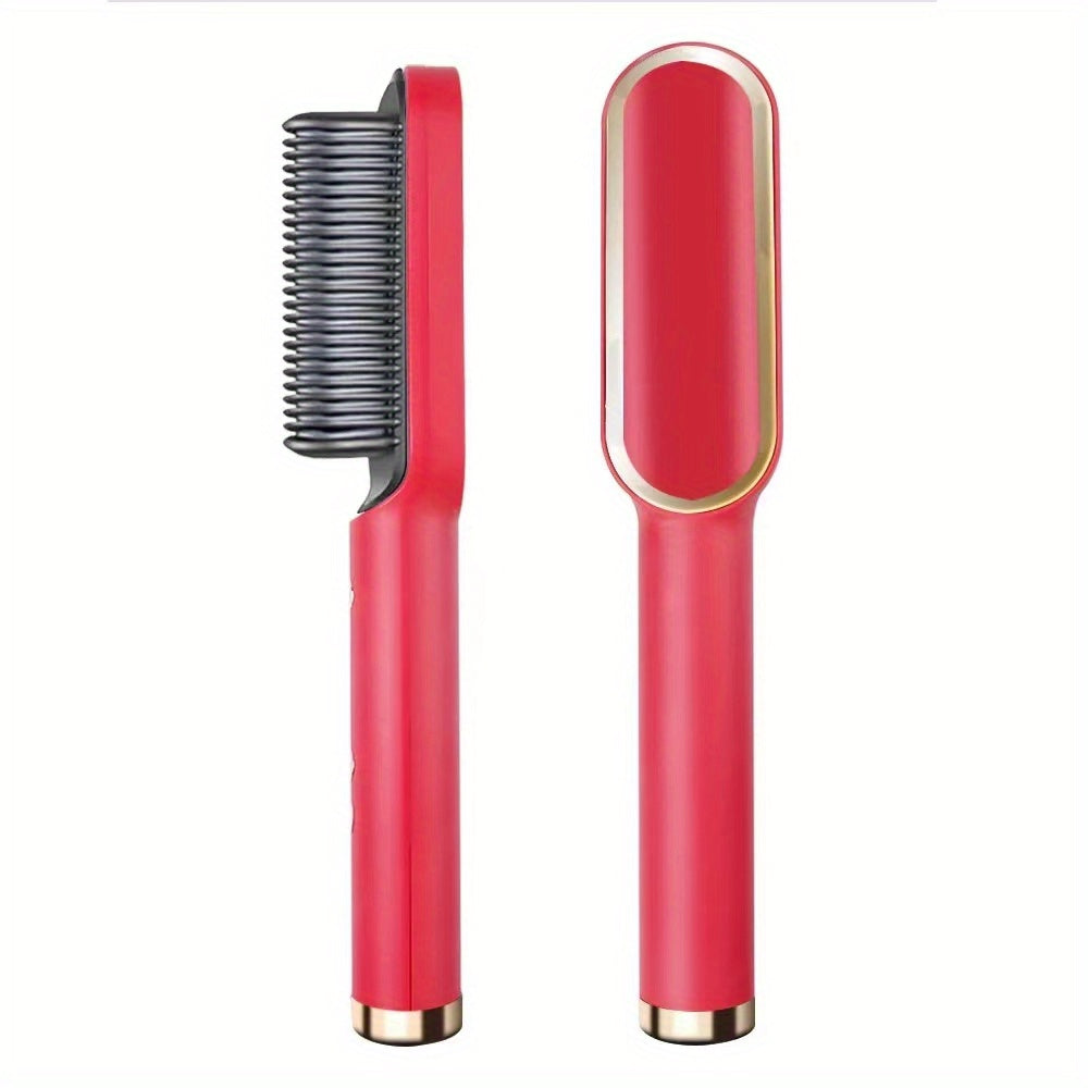Hair Straightener Styling Comb, Hair Straightener Brush And Curler, Portable Electric Straightening Comb Fast Heating & Anti-Scald For Women