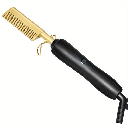 Hot Comb Hair Straightener: Ceramic Electric Heat Pressing Comb for Natural Black Hair, Wigs & Beards - Perfect Holiday Gift!