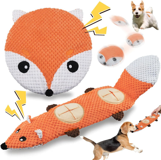 Interactive Dog Toys, 2 Pack Squeaky Dog Chew Toys, No Stuffing Dog Puzzle Toys, Puppy Toys for Teething and Holds a Bottle, Suitable for Small, Medium and Large Breed