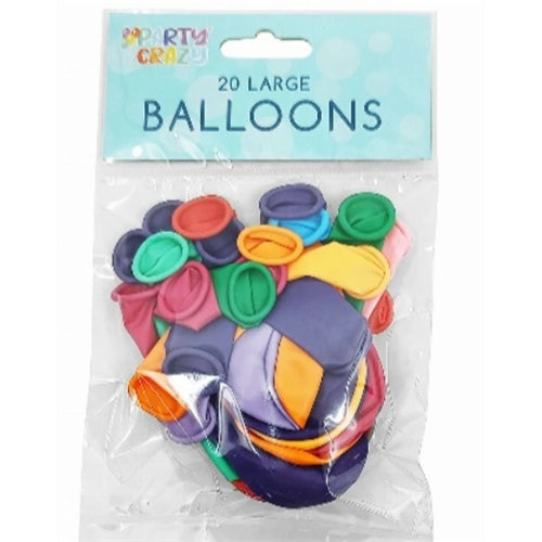 Party Crazy 20 Large Colored Balloons