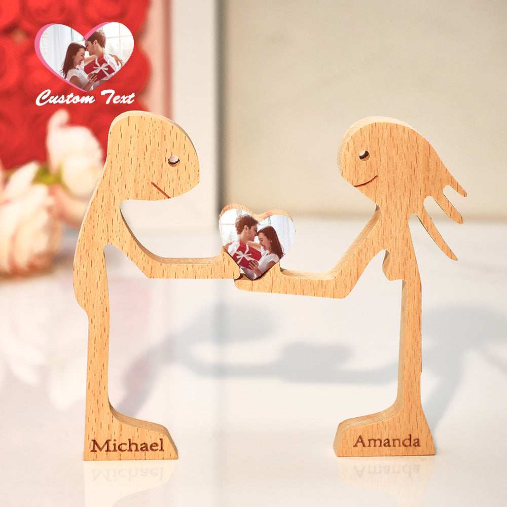 Personalized Wooden Standing Couple and Love Heart Puzzle Custom Valentine's Day Gifts