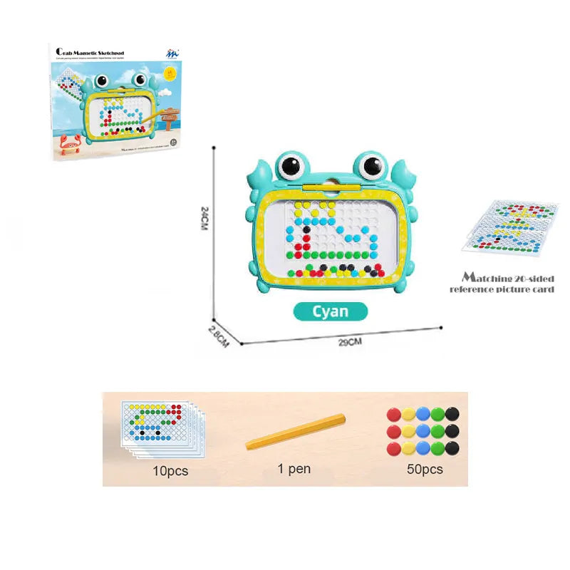 Magnetic Drawing Board for Kids Large Doodle Board with Magnet Beads and Pen Cute Crab Montessori Toys Gift ShopOnlyDeal