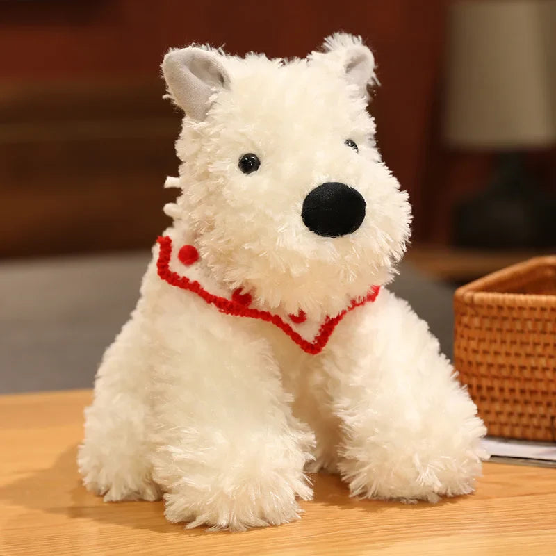 Adorable Fluffy Hair West Highland Dog White Terrier Plushie Soft Puppy Plush Toy Stuffed Lifelike Animals Baby Appease Doll ShopOnlyDeal