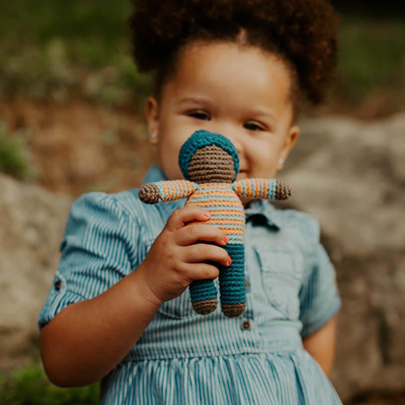 Organic Pixie Rattle Doll Pebble Blue