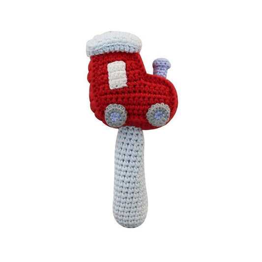 Train Hand Crochet Stick Rattle